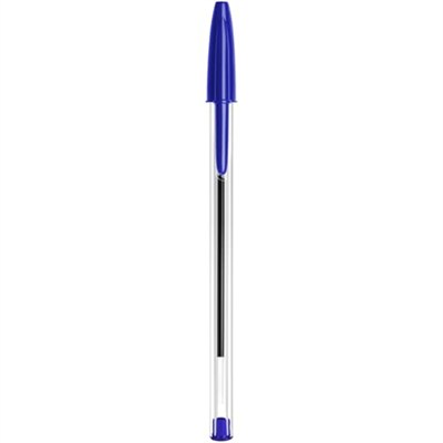 BIC Cristal Orijinal Tükenmez Kalem, Orta Uçlu (1,00 mm), Altıgen Şaft ve Uygun Kapaklı - Mavi, Her Biri 10 Adet Karton Kutu