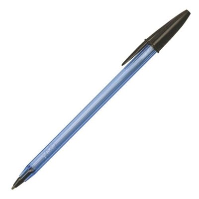 BIC Cristal Soft Tükenmez Kalem, Siyah, 50li Kutu, 1.2 mm Orta Kalınlıkta Uç, Şeffaf Gövde, Delikli Kapak