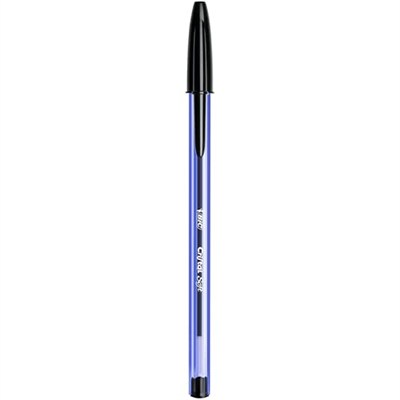 BIC Cristal Soft Tükenmez Kalem, Siyah, 50li Kutu, 1.2 mm Orta Kalınlıkta Uç, Şeffaf Gövde, Delikli Kapak
