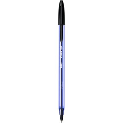 BIC Cristal Soft Tükenmez Kalem, Siyah, 50li Kutu, 1.2 mm Orta Kalınlıkta Uç, Şeffaf Gövde, Delikli Kapak