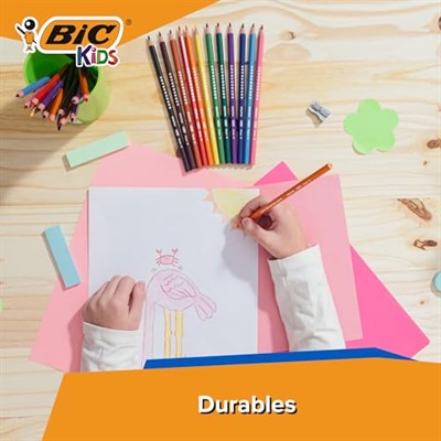 BIC Kids Evolution Kuru Boya Kalemi, 24lü Kutu, Kıymık Oluşturmaz, Çiğnemeye Karşı Dayanıklı, Kolay Açılır