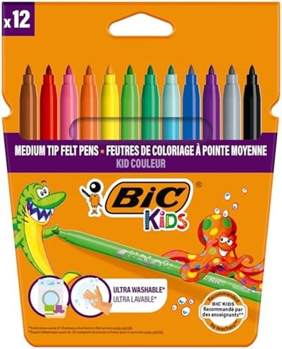 BIC Kids Kid Couleur Keçeli Boya Kalemi, 12li Kutu