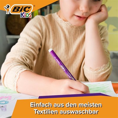 BIC Kids Kid Couleur Ultra Yıkanabilir Keçeli Boya Kalemi 24 Renk, Kolayca Çoğu Kumaştan Çıkar, Su Bazlı Keçeli Kalem