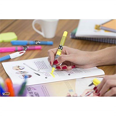 BIC Pastel fosforlu kalem, 4 farklı pastel renkte, çizgi kalınlığı: 1,6 mm – 3,3 mm, kuruma korumalı, renkli