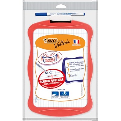 BIC Velleda Mini Beyaz Tahta, Kalem 1721, Silgi, 20 x 30 cm. Yazı Tahtası, Mavi Kalem ve Silgi ile Birlikte