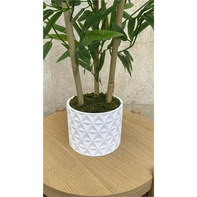 Biçiçek 110 Cm Yapay Bambu Ağacı Beton Tasarım Saksı