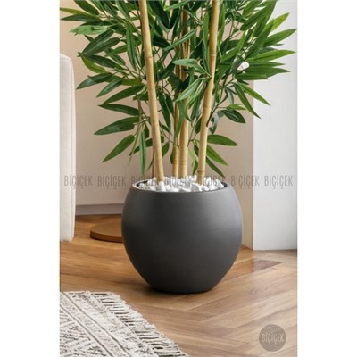 Biçiçek 125cm Yapay Bambu Ağaci Küre Saksida Gri