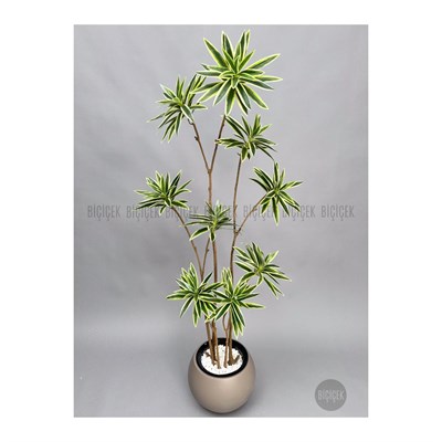 Biçiçek 160 Cm Dragon Bitkisi Yapay Dracaena Küre Saksıda Kahverengi1