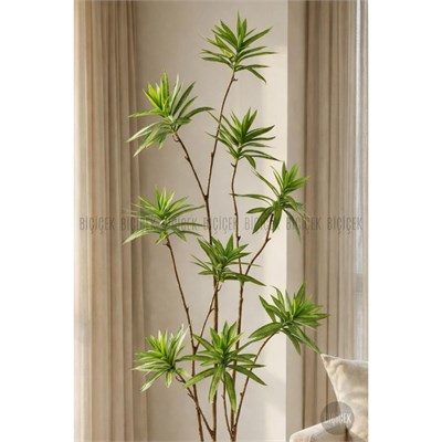 Biçiçek 160 Cm Dragon Bitkisi Yapay Dracaena Küre Saksıda Beyaz