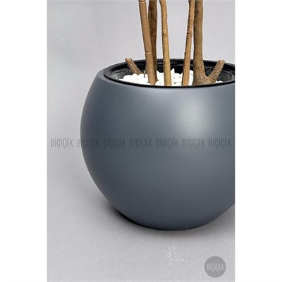 Biçiçek 160 Cm Dragon Bitkisi Yapay Dracaena Küre Saksıda Gri1