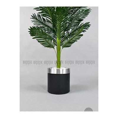 Biçiçek Areka Palmiyesi 150cm Metal Siyah Gümüş Saksıda