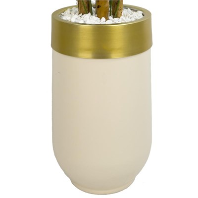 Biçiçek Areka Palmiyesi 160cm Krem Gold Metal Darbuka Saksıda