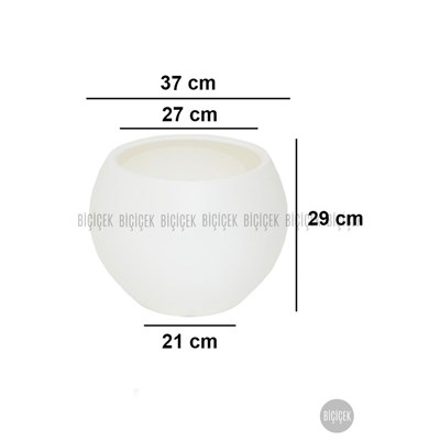 Biçiçek Plastik Küre Saksı 37 Cm Çap Beyaz