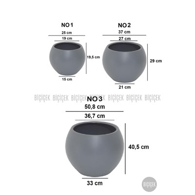 Biçiçek Plastik Küre Saksı 37 Cm Çap Gri