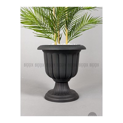 Biçiçek Yapay Areka Ağacı Palmiye Ağacı 33 Yapraklı Bambu Gövdeli Antrasit Nergis Saksı Salon Çiçeği 130cm