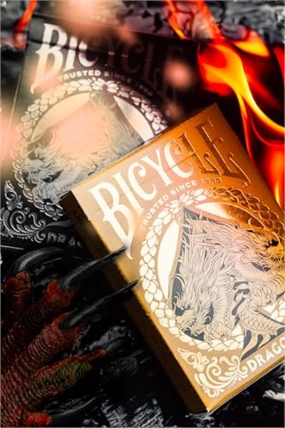 Bicycle Gold Dragon Folyo Premium Oyun Kartları, 1 Güverte - Seçenekler: Altın Ejderha, Bisiklet 1885, Düşen Yıldız, Klasik, Retro...