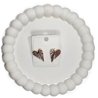 Bijutek Xuping Jewelry Rose Gold Renkli Zirkon Taşlı Kalpli Melek Kanatlı Küpe