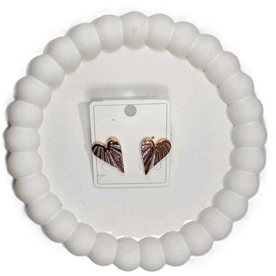 Bijutek Xuping Jewelry Rose Gold Renkli Zirkon Taşlı Kalpli Melek Kanatlı Küpe