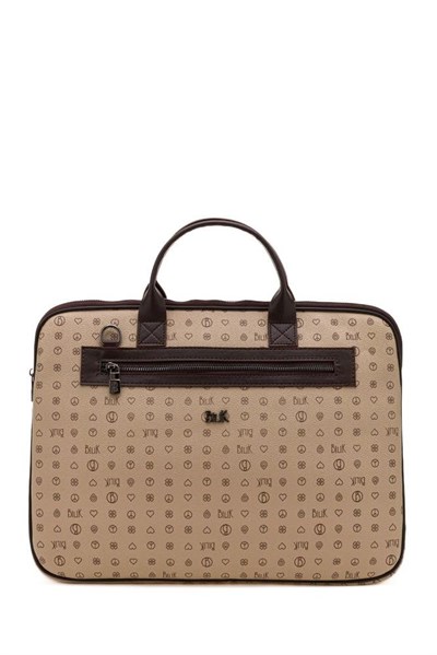 Bilik Deri Monogram Açık Vizon/Kahve Unisex Laptop & Evrak Çantası RH09 BUSİNESS-MN (Açık Vizon/Kahve)