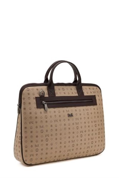 Bilik Deri Monogram Açık Vizon/Kahve Unisex Laptop & Evrak Çantası RH09 BUSİNESS-MN (Açık Vizon/Kahve)