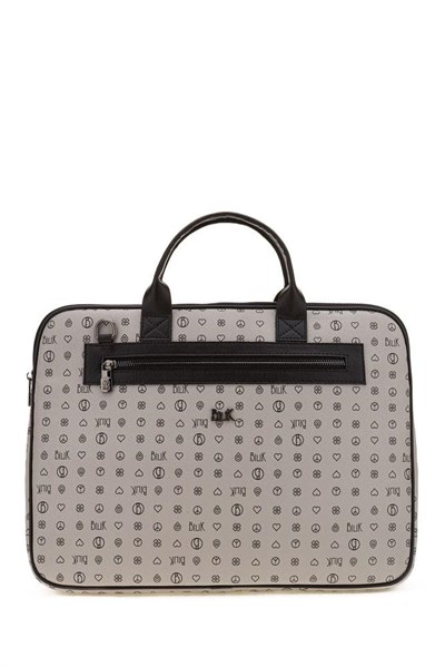 Bilik Deri Monogram Gri/Siyah Unisex Laptop & Evrak Çantası RH09 BUSİNESS-MN (Gri/Siyah)