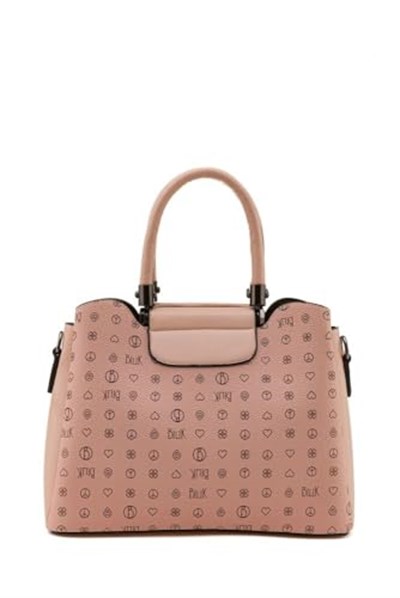 Bilik Deri Monogram Pembe Kadın El Çantası RİV 228-MN (Pembe)
