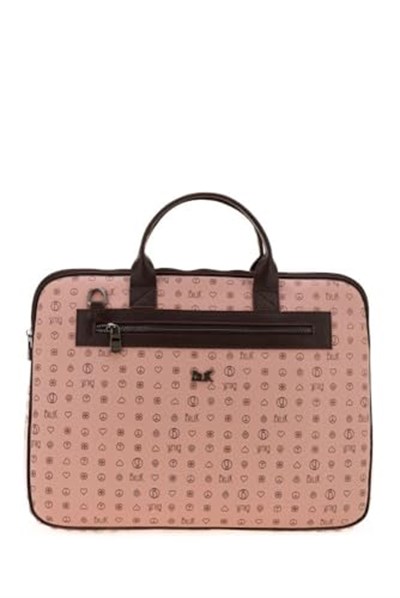 Bilik Deri Monogram Pembe/Kahve Unisex Laptop & Evrak Çantası RH09 BUSİNESS-MN (Pembe/Kahve)
