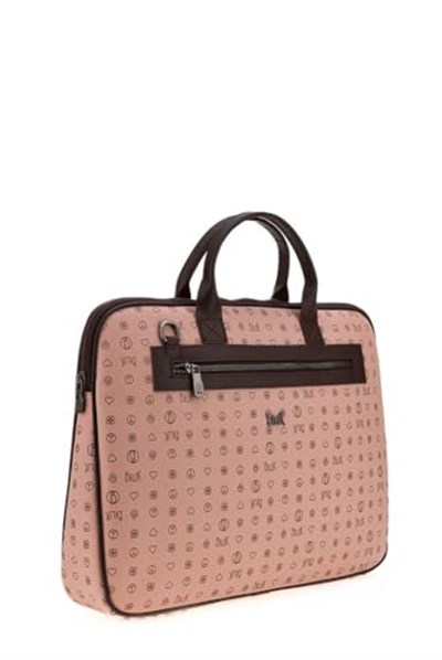 Bilik Deri Monogram Pembe/Kahve Unisex Laptop & Evrak Çantası RH09 BUSİNESS-MN (Pembe/Kahve)