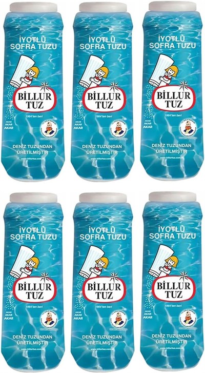 Billur Tuz İyotlu Tuzluklu Sofra Tuzu, 500 G, 6lı Paket