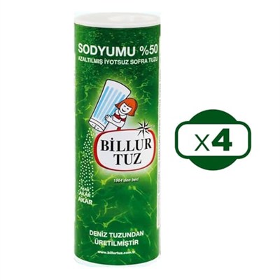 Billur Tuz Sodyumu Azaltılmış İyotlu Sofra Tuzu, 500 gr, 4lü Paket