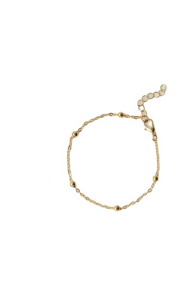 Bimotif Altın Kaplama Top Zincir Bileklik Gold Tek Ebat Kadın/Kız