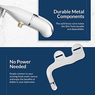Bio Bidet by Bemis SlimTwist Tatlı Su Sprey Bide Eklentisi Tuvalet, Beyaz, Elektriksiz, Kolay Kurulum