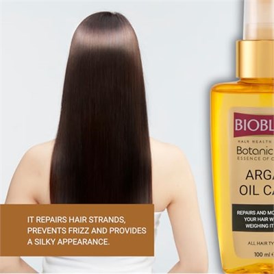 Bioblas Argan Yağlı Saç Bakım Yağı – Durulanmayan, Isıya Karşı Koruyucu, Onarıcı & Parlaklık Veren Serum,%100 Besleyici Etki, 100 ml