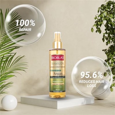 Bioblas Saç Dökülmesine Karşı Sıvı Saç Kremi – Argan Yağlı, Bitkisel Serumlu, Durulanmayan, Kolay Tarama & Yoğun Bakım, 200 ml