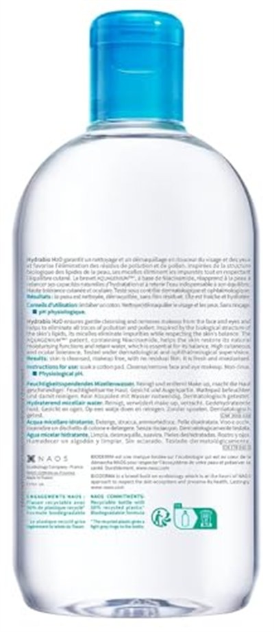 Bioderma Hydrabio H2o Kuru Ciltler için Nemlendirici Micellar Makyaj Temizleme Suyu Yüz ve Göz Çevresi Kullanımına Uygun