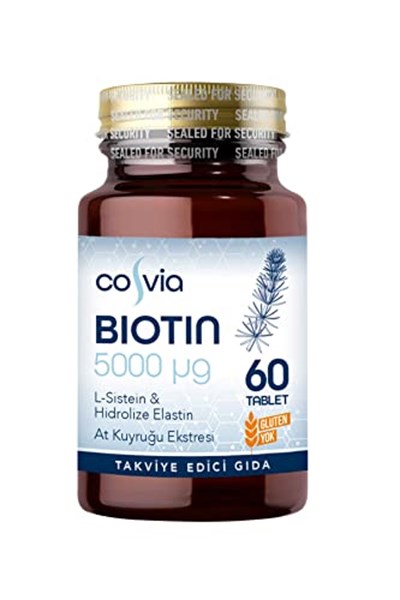 Biotin 5000 Mcg L-Sistein Hidrolize Elastin At Kuyruğu Ekstresi 60 Tablet Takviye Edici Gıda