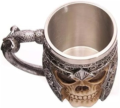 Birinci sınıf 3D kuru kafa fincan paslanmaz çelik kahve, çay, Cappuccino, bira gibi içecekler için I Viking Skull Head kupası iskelet kafatası tasarımlı görünüm (1)