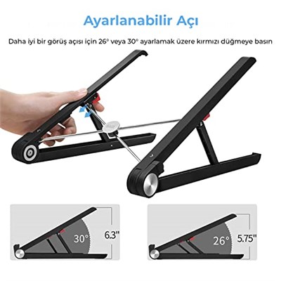 Bix SAIJI X1 Laptop Sehpası, Katlanabilir, Tablet Sehpası, Alüminyum Alaşım, Online Sınıf Çalışması, Duruşu İyileştirme, Isı Dağılımı Macbook, iPad ve 10-15,6 inç Olan Tüm Cihazlar ile Uyumlu. Siyah