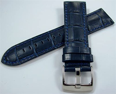 Bizon Deri Saat Kayışı Spor Lacivert 26mm Kordon Dikişli Kroko