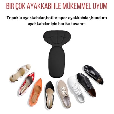 Black Deer Ayakkabı Topuk Vurma Önleyici Ve Daraltma Pedi Ayakkabı İçi Koruyucu Aparat Topuk Süngeri 2 Çift (Siyah)