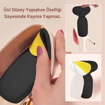 Black Deer Ayakkabı Topuk Vurma Önleyici Ve Daraltma Pedi Ayakkabı İçi Koruyucu Aparat Topuk Süngeri 2 Çift (Siyah)