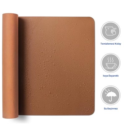 Black Deer PU Deri Mouse Pad Dikişli Kenar Dayanıklı Büyük Boy Çift Yönlü Kullanım Ofis Masa Matı Sümen(KAHVERENGİ, 90X40 XL) - Seçenekler: 70X30 L, 90X40 XL