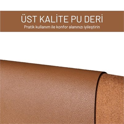Black Deer PU Deri Mouse Pad Dikişli Kenar Dayanıklı Büyük Boy Çift Yönlü Kullanım Ofis Masa Matı Sümen(KAHVERENGİ, 90X40 XL) - Seçenekler: 70X30 L, 90X40 XL