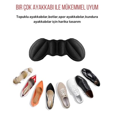 Black Deer T20 Ayakkabı Topuk Vurma Önleyici Ve Daraltma Pedi Ayakkabı Topuk Koruyucu Aparat 2 Çift (Siyah)