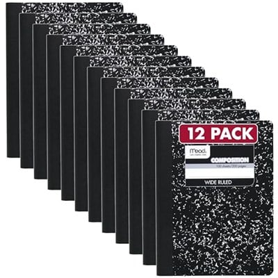 Black Marble kompozisyonu kitap, Wide Rule, 9 – 3/4 x 7 – 1/2, 100 sheets