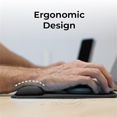 BLACK+DECKER Ergonomik Mouse Pad Bilek Desteği - Rahat Mouse Pad Bilek Desteği - Bilek Rölyef Jel Fare Altlığı - Oyun, Ev, Ofis için Kaymaz Tabanlı Estetik Fare Altlığı - Bilgisayar, Dizüstü