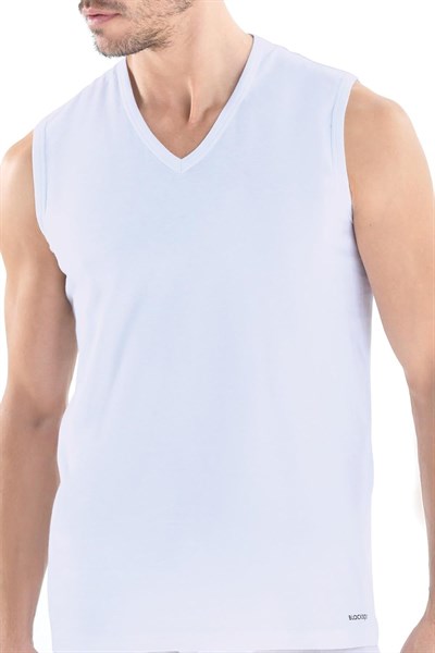 BLACKSPADE 9227 ERKEK 2 Lİ LOOSE FİT V YAKA BEYAZ SIFIR KOL ATLET