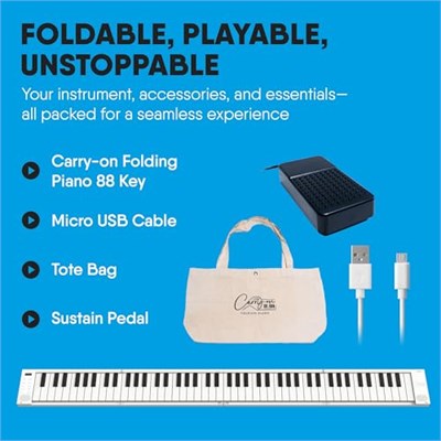 Blackstar Carry-on Folding 88 Tuşlu Taşınabilir & Katlanabilir Dijital Piyano (Beyaz)
