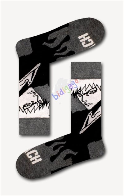 Bleach Desenli Unisex Kolej Çorap Gri 36-44