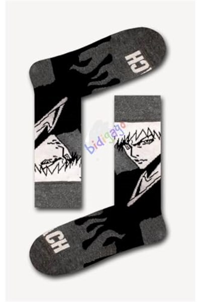 Bleach Desenli Unisex Kolej Çorap Gri 36-44